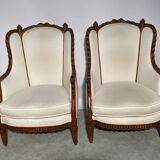 Pair of neoclassical style bergère armchairs