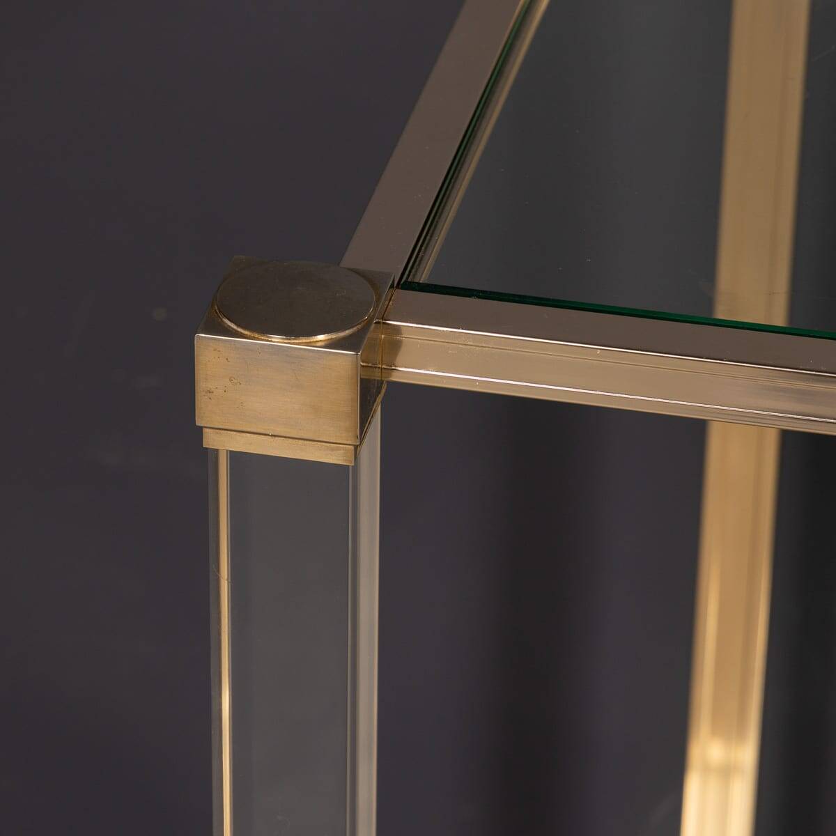 20thC French Brass & Lucite Console Table By Pierre Vandel c.1970