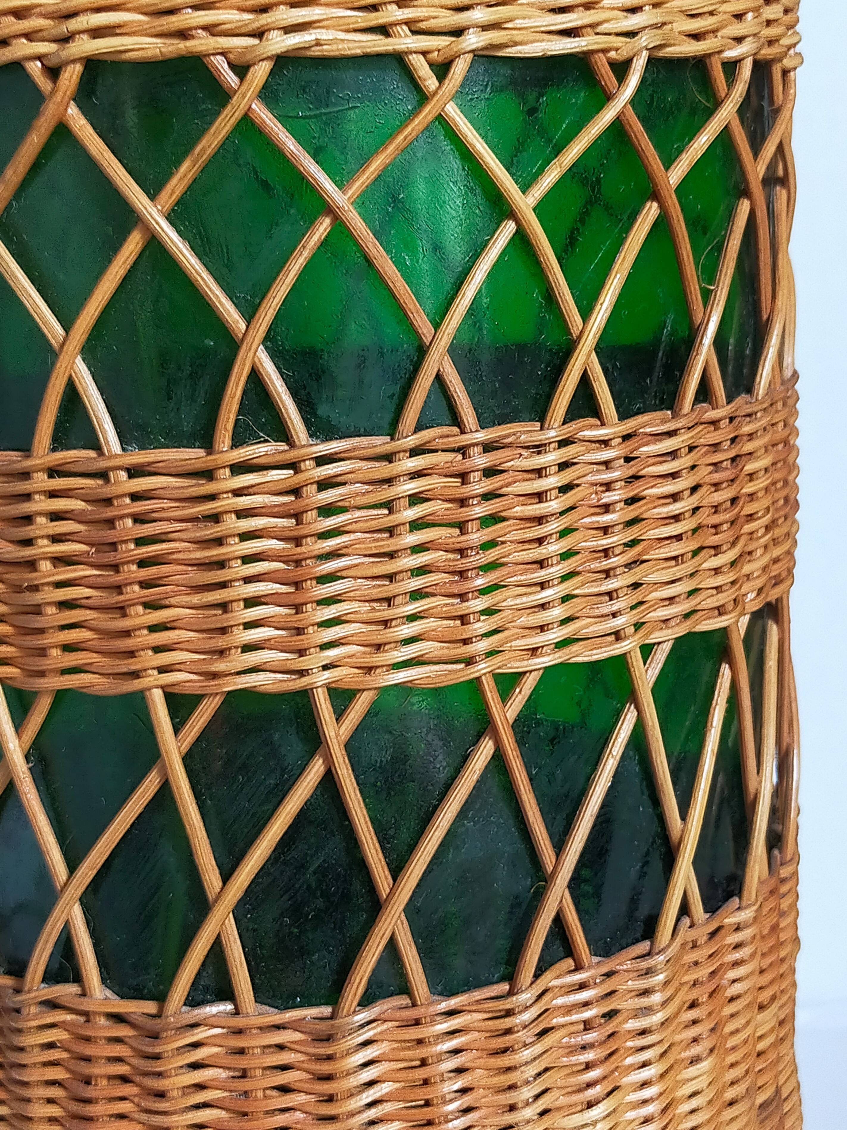 XL bottle lamp foot dressed in rattan 50s