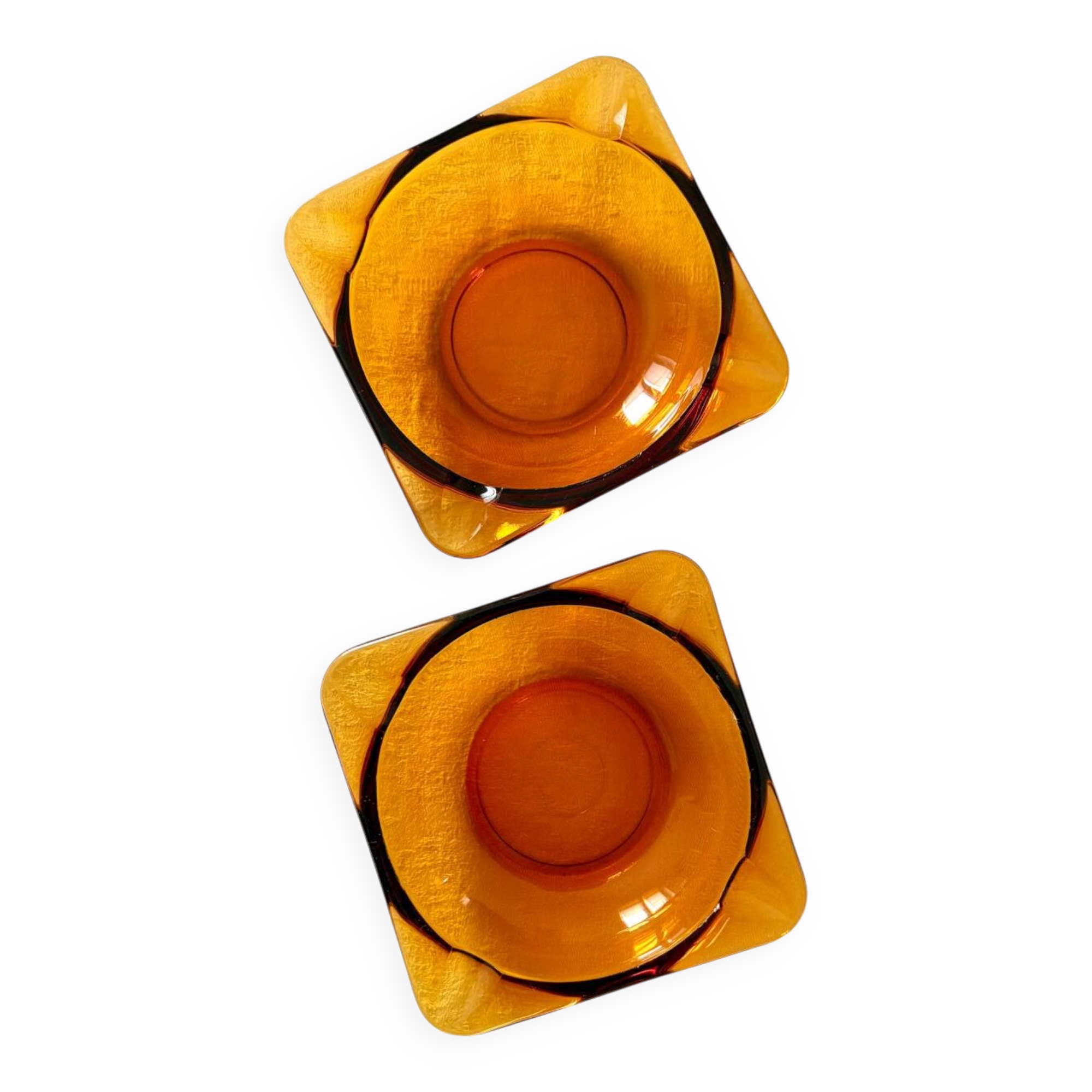 Lot de 2 cendriers vintage 70 Duralex verre ambré