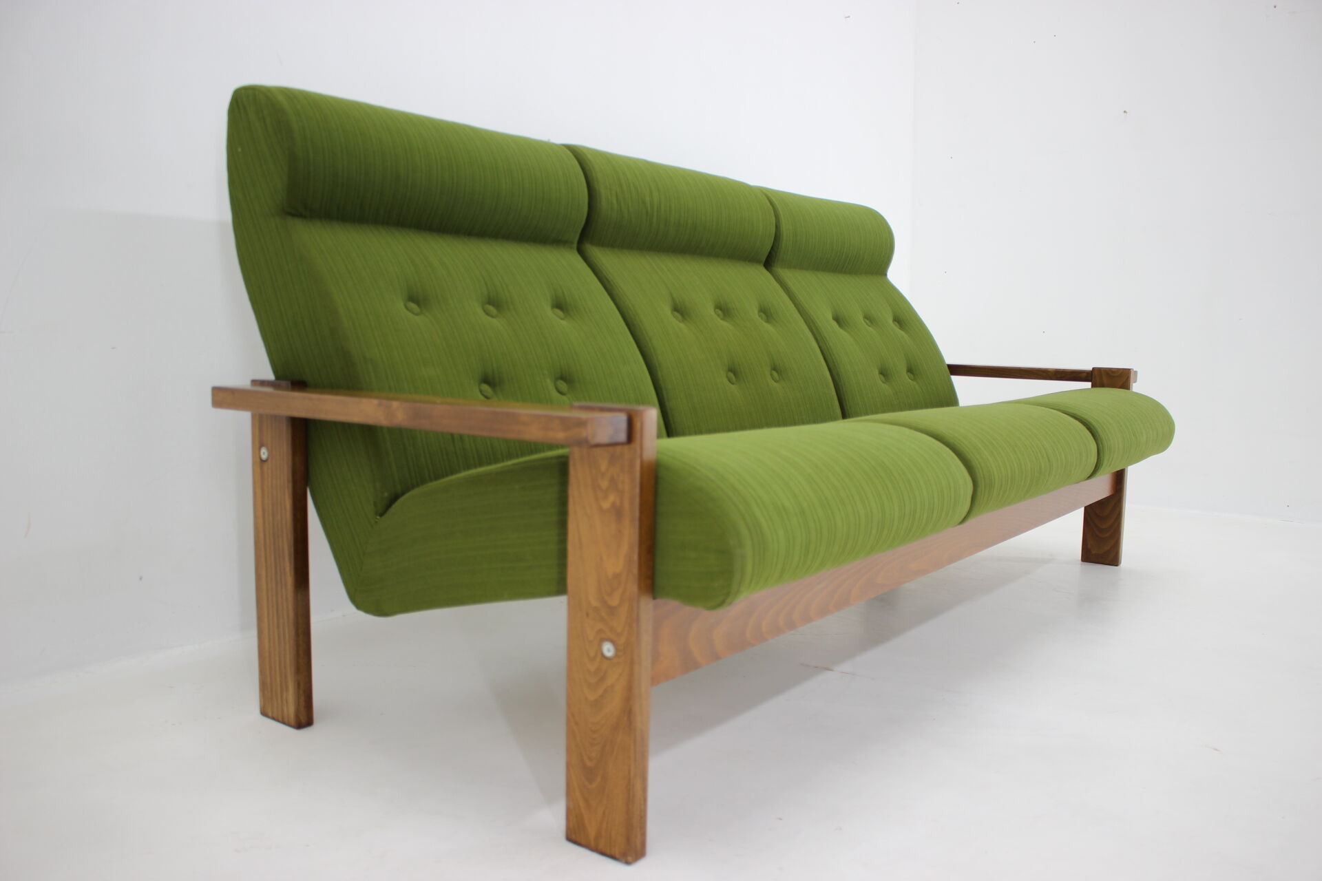 3-seater beech sofa from the 1970s, Czechoslovakia