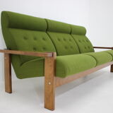 3-seater beech sofa from the 1970s, Czechoslovakia