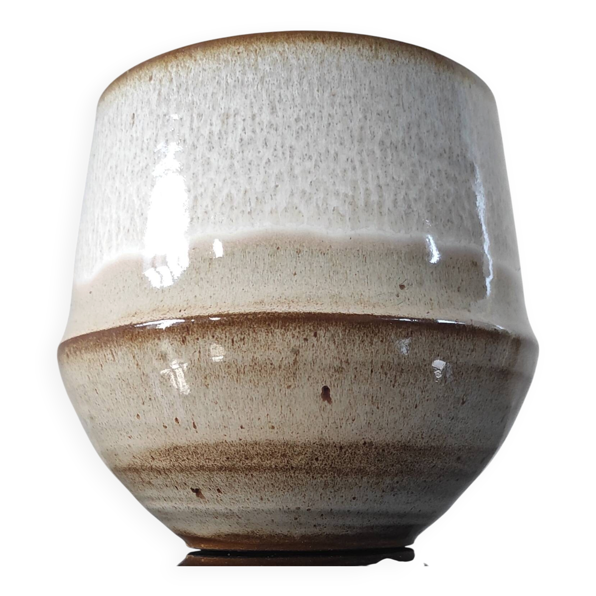 Vintage cache-pot in glazed stoneware