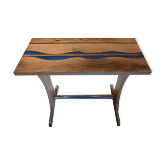 Oak & resin art deco side table