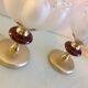 Pair of bubbled glass globe bedside lamps / vintage 60s-70s
