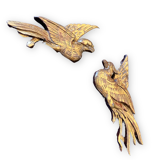 Pair of golden wood birds