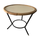 Table basse vintage, tripode en rotin