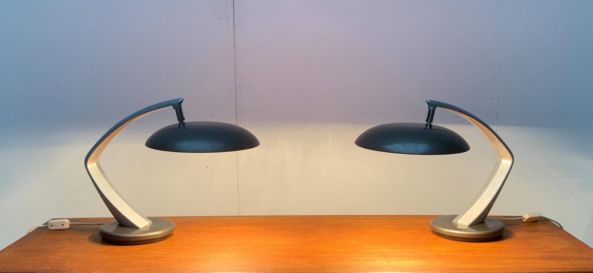 Space Age Boomerang table lamps by Luis Pérez de la Oliva for Fase, set of 2