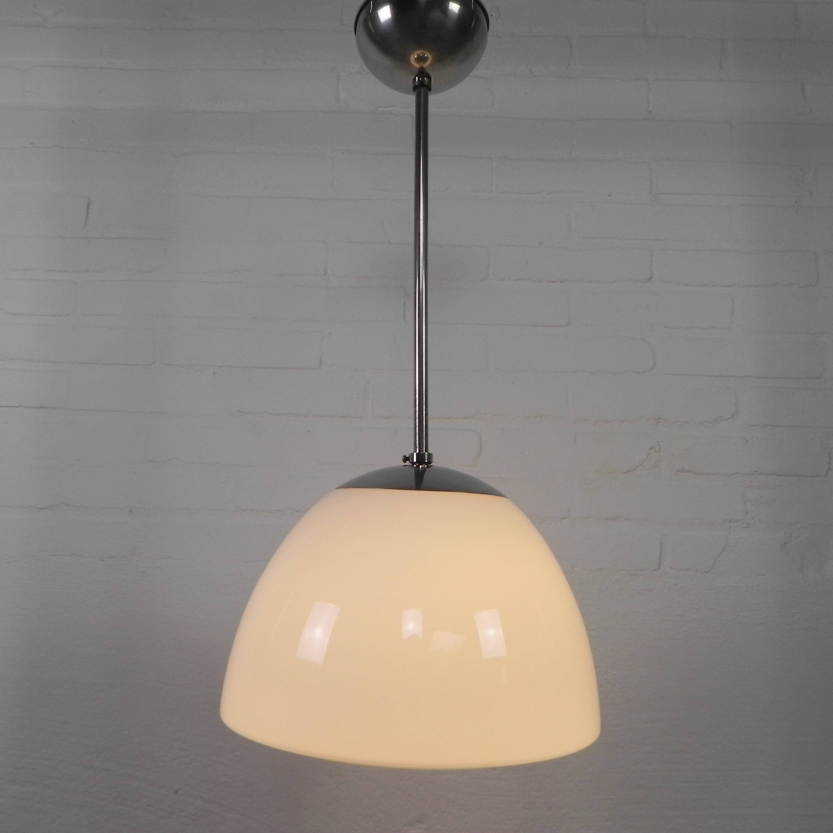 Old school lamp with large glass ball in opal glass, 1930s
