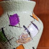 Set of Two Vintage Fat Lava Hand-painted Ceramic Vases by Bay Keramik - West Germany - 1960s