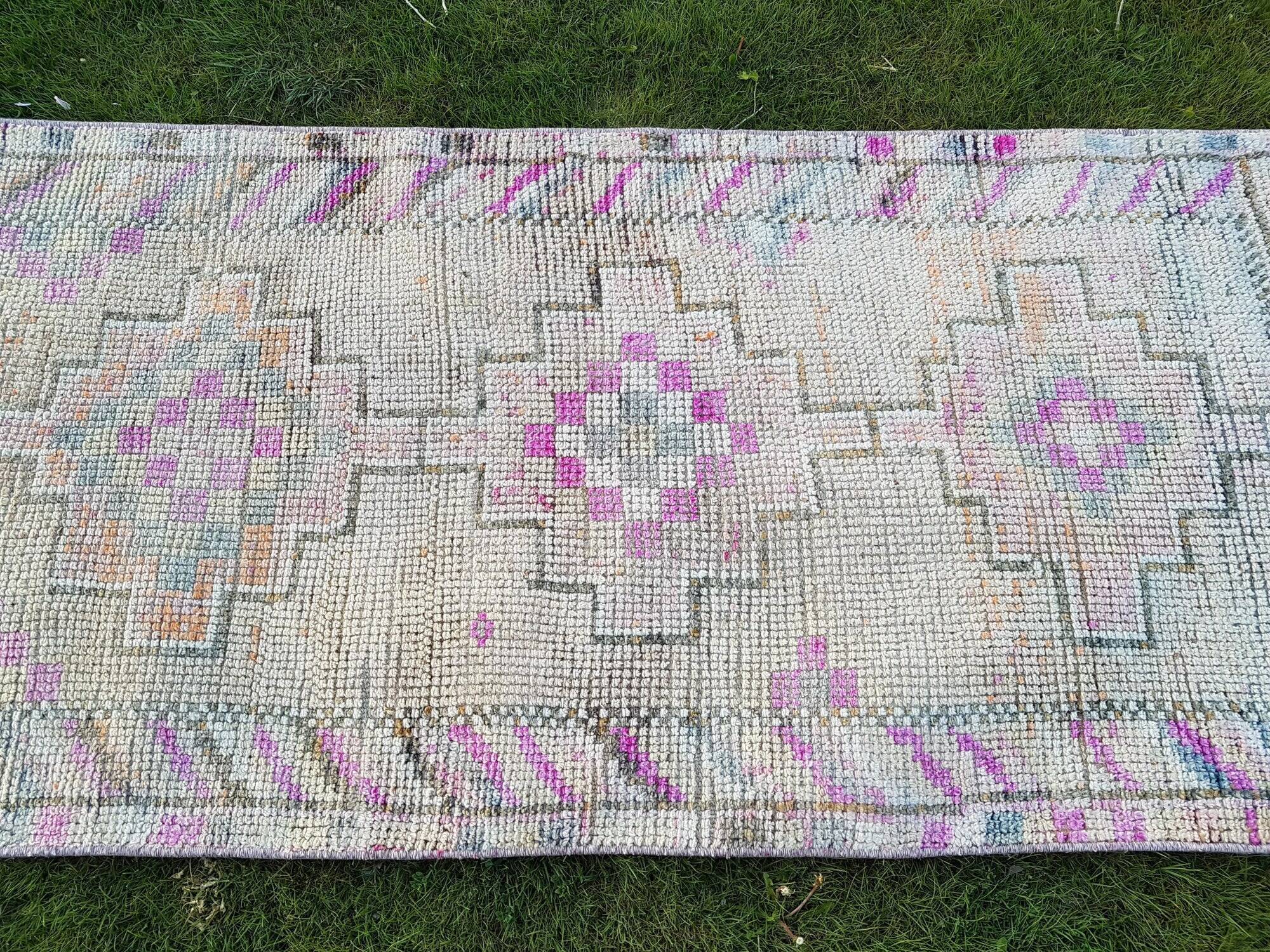 Vintage Turkish hallway rug 80x360 cm