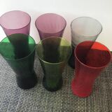 6 large colored glasses