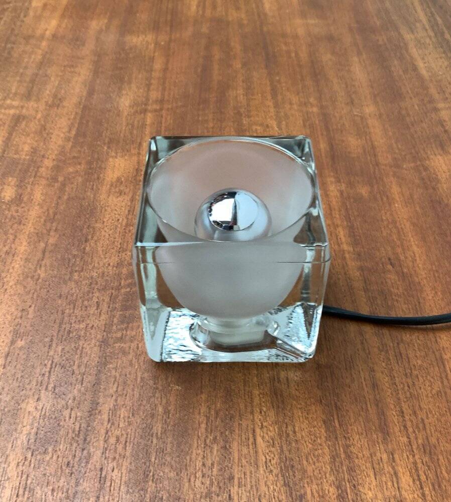 Vintage German glass cube table lamp Ta 14 by Peill & Putzler, 1970s.