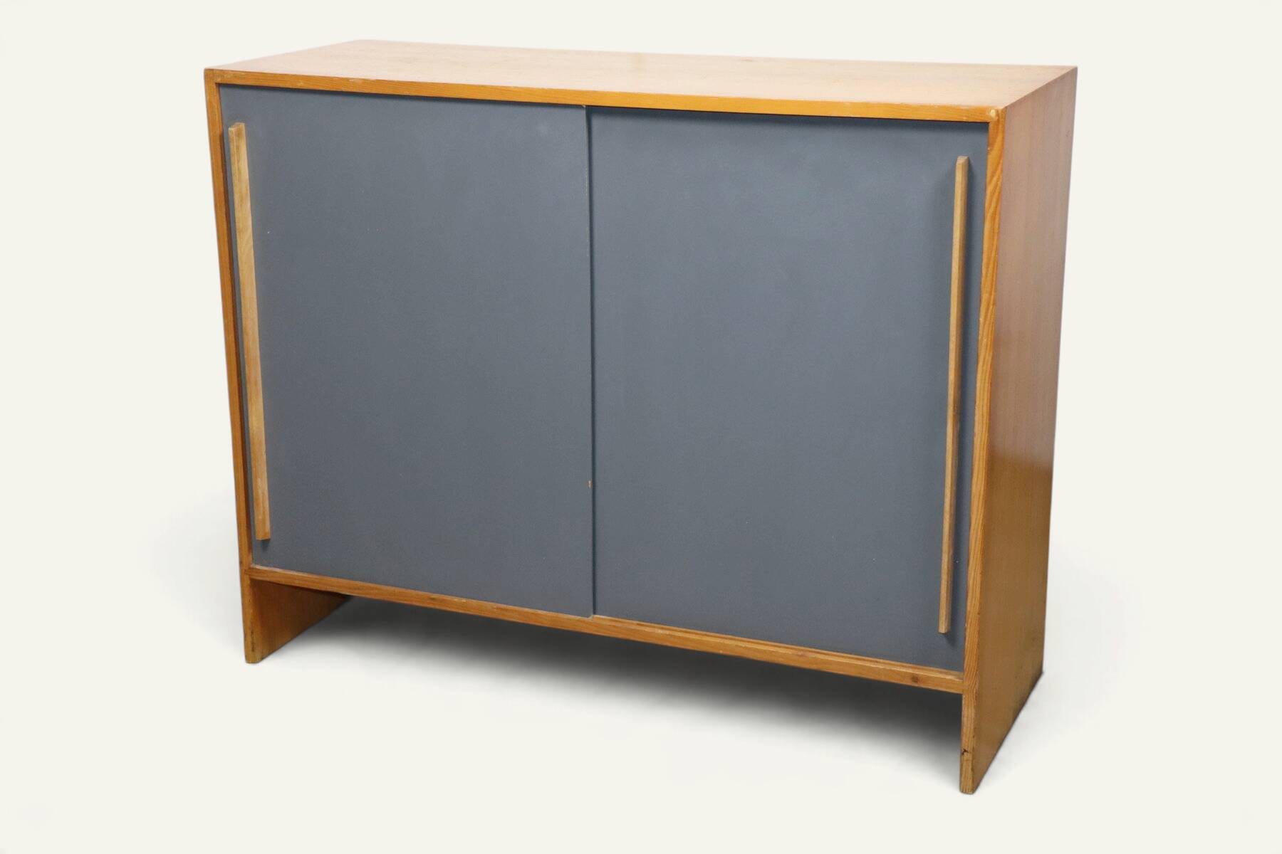 Vintage wooden sideboard with sliding doors – 1960s