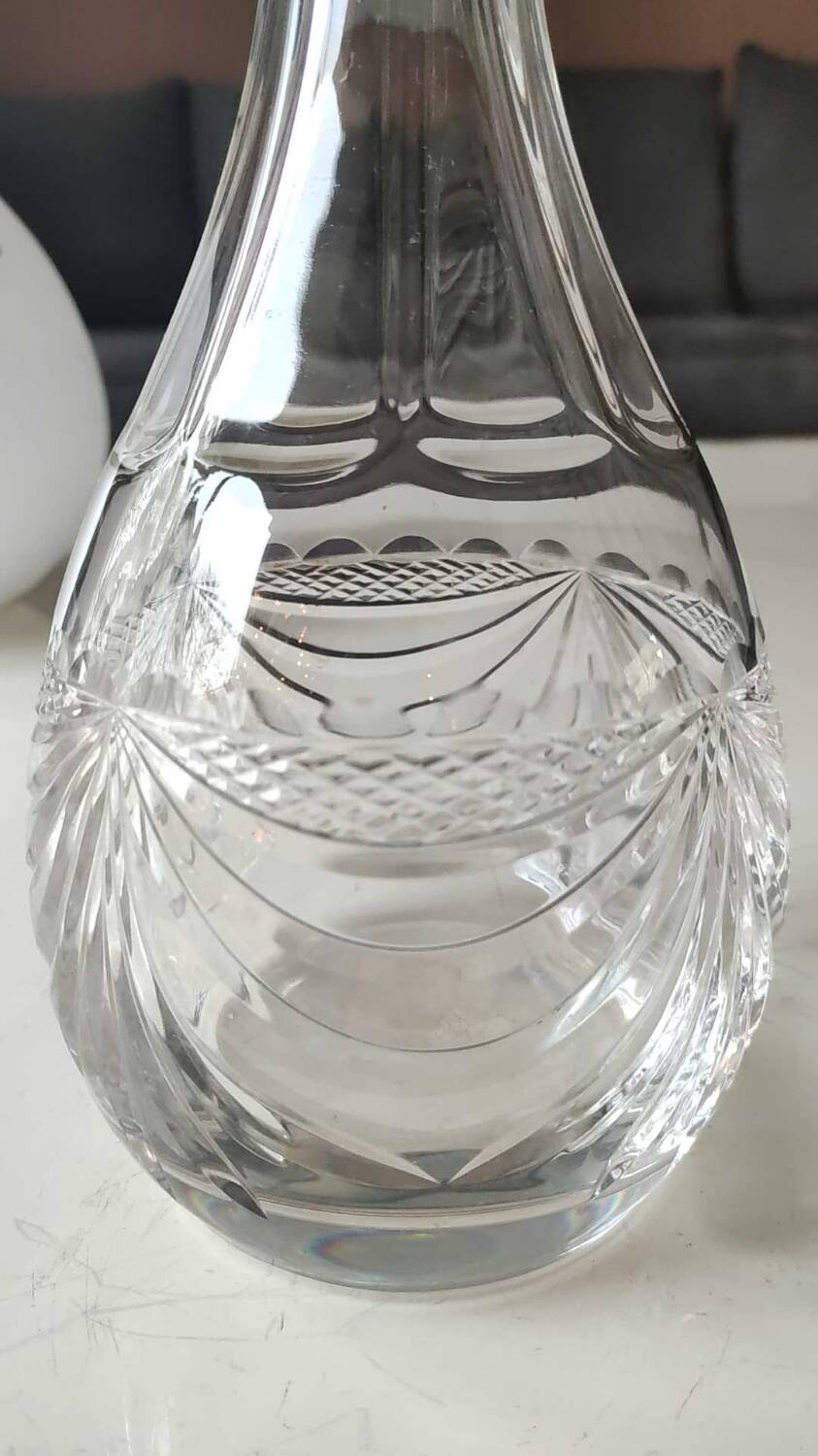 Lorraine crystal design carafe/gérard model. empire style decor. height 28 cm