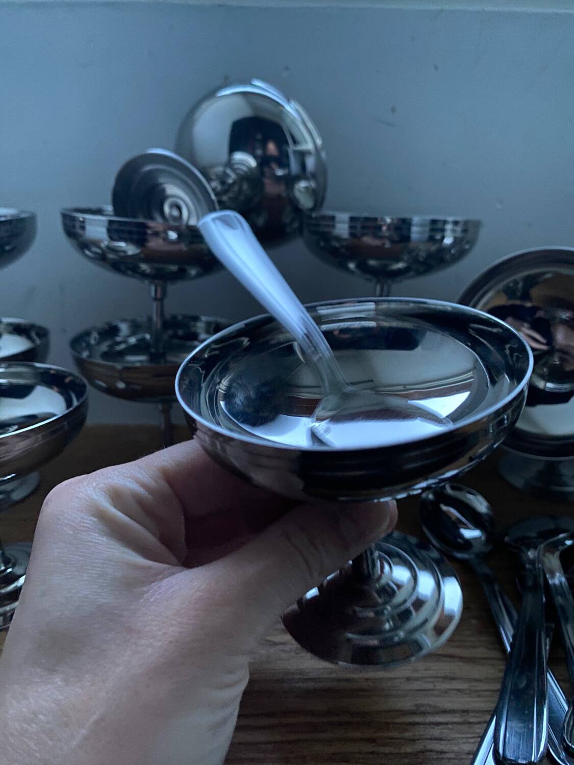 Ice cream cups and spoons