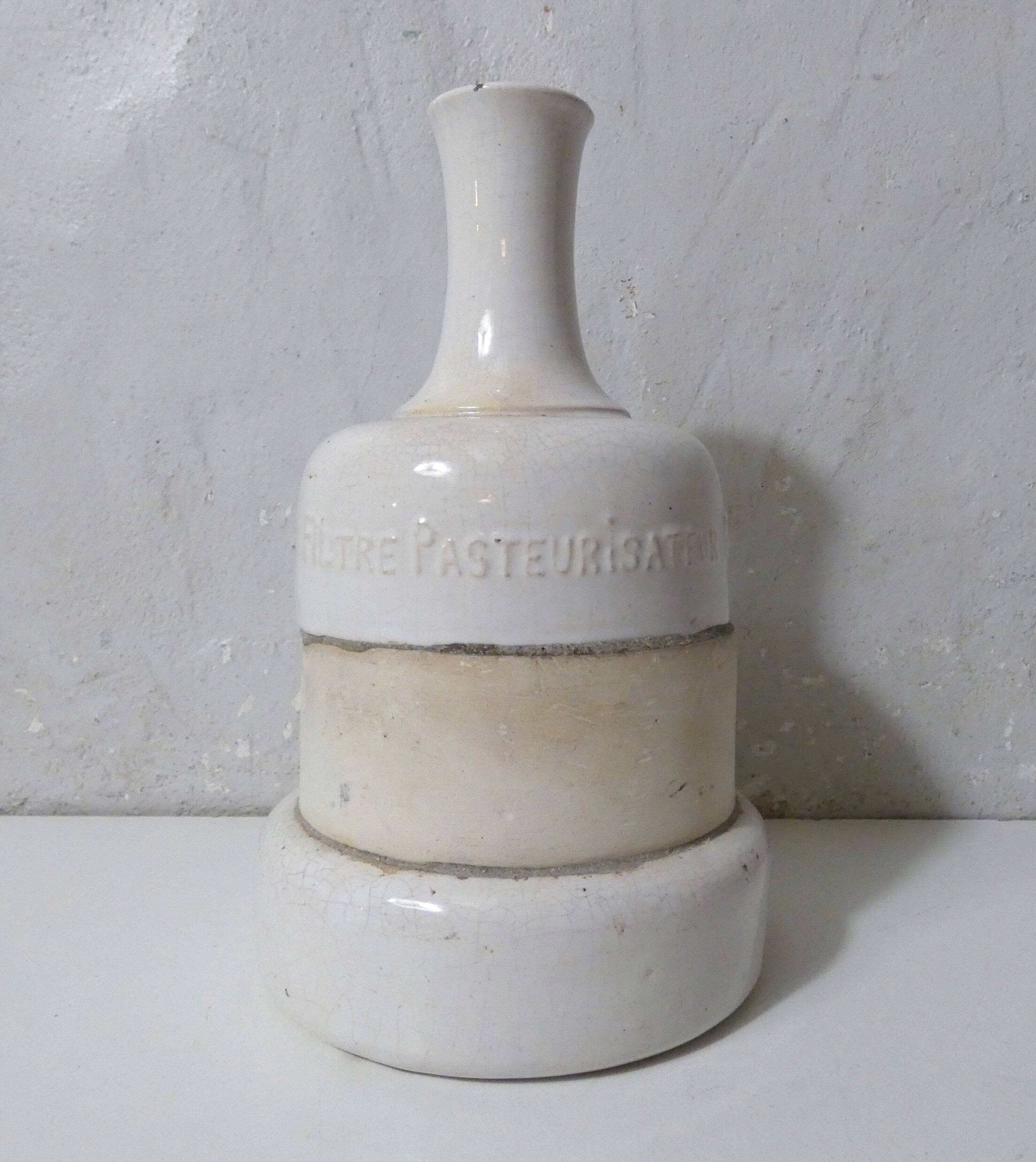 ancient stoneware soliflore vase in white