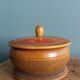 Tobacco pot, turned wooden box, chiseled and painted, 1920s or 1930s.