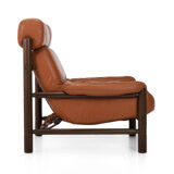 Brutalist Lounge Chair and Ottoman in Cognac Leather , 1970s