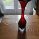 Vintage tulip vase dark red glass