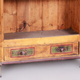 Restored Biedermeier Wardrobe, Spruce, Preserved Original Paintings, Czechia, 1800s