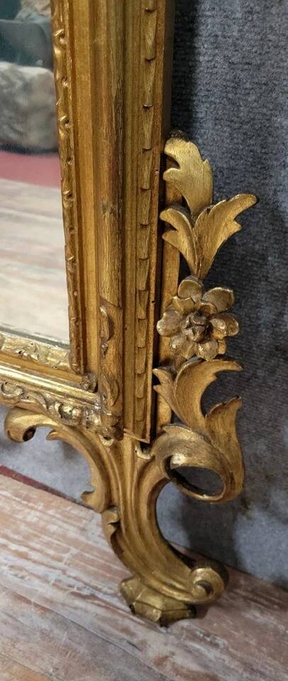 Very large Louis XV Venetian mirror in gilded wood circa 1900