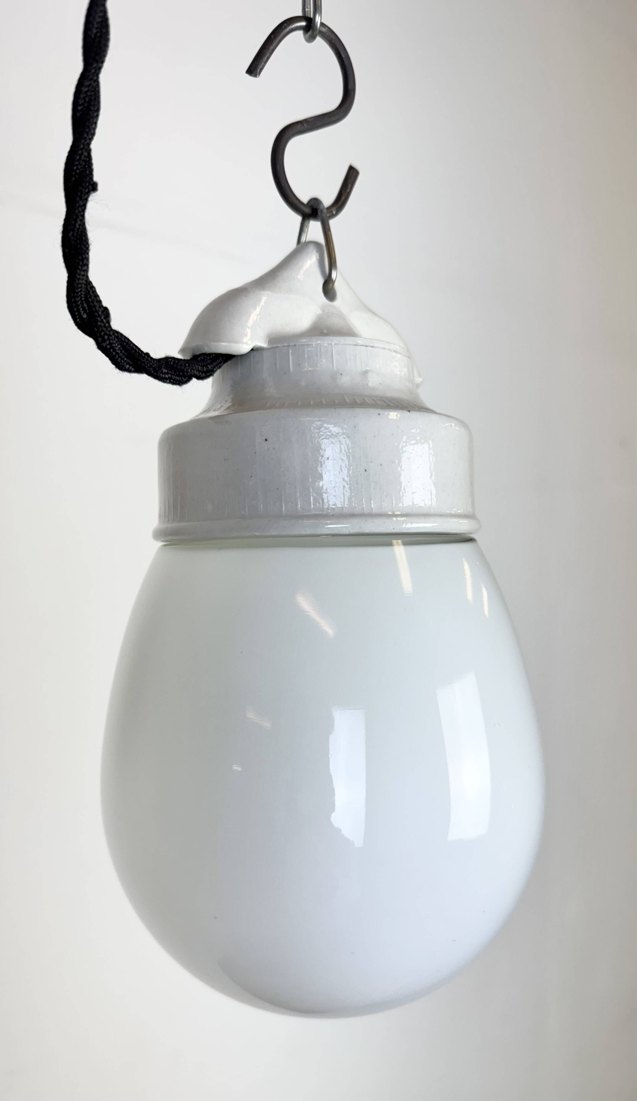 Vintage White Porcelain Pendant Light, 1970s
