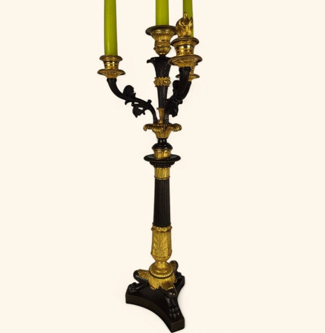 Large Pair of Gilded Bronze Chandeliers - Restoration Period (1815-1830)