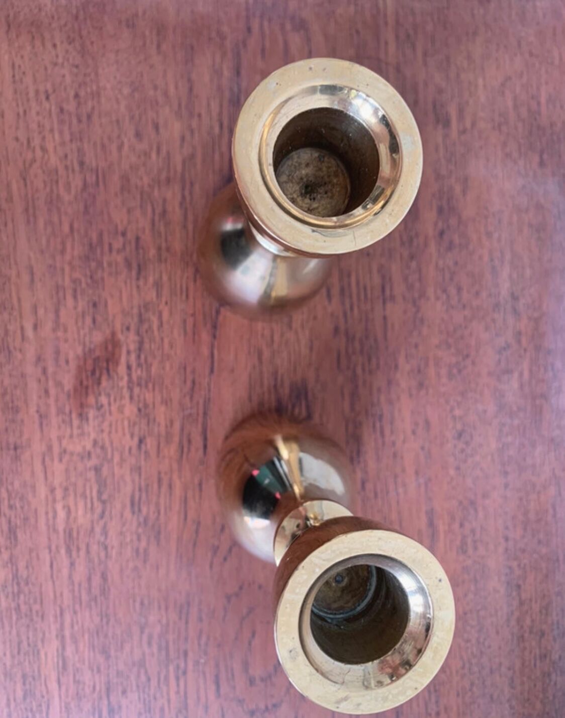 Scandinav brass candle holder duo