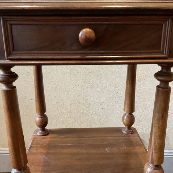Chevet ancien table de nuit pot de chambre en noyer dessus marbre rose époque XIX ème