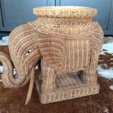 Wicker elephant side table