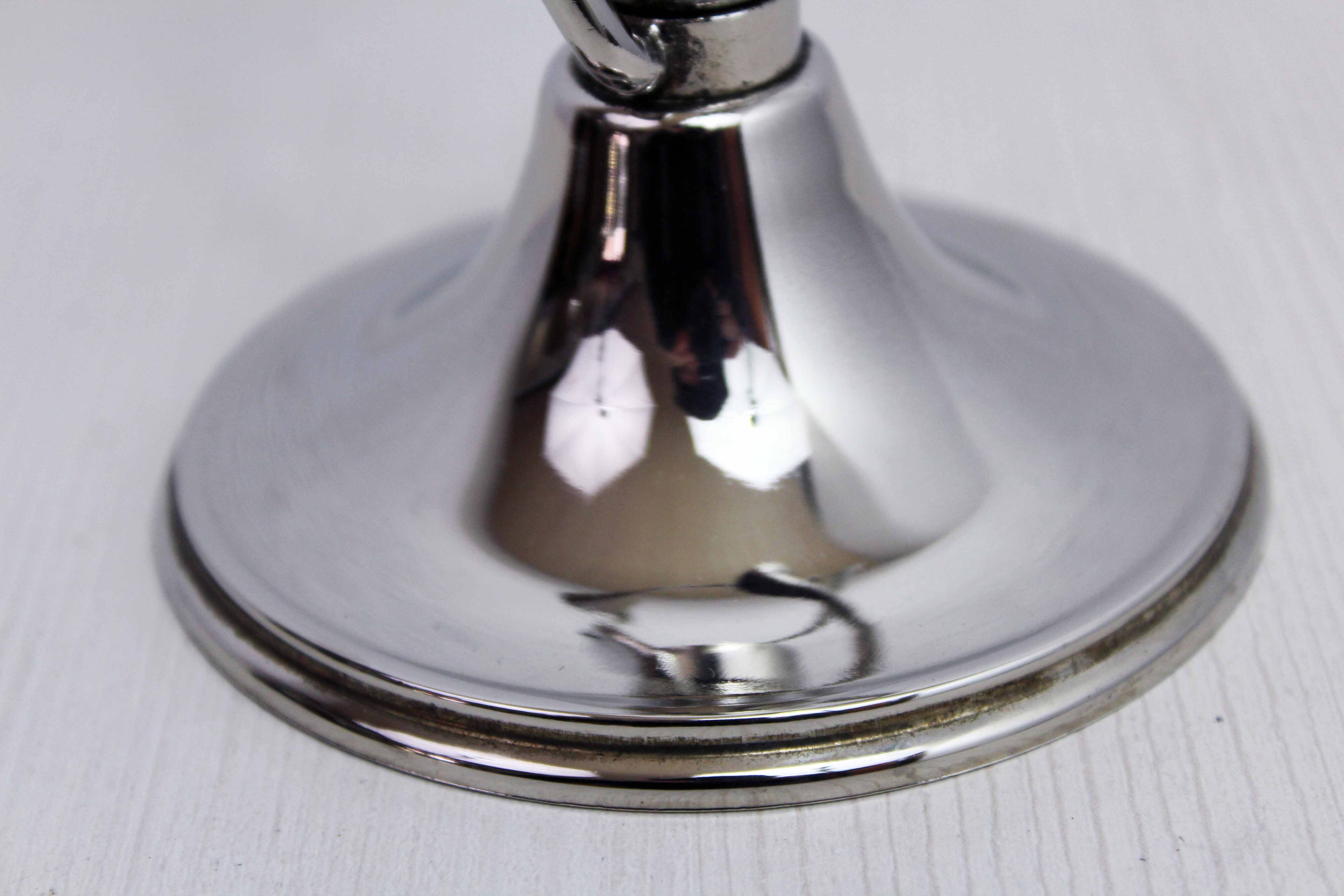 Chrome metal floral candle holder