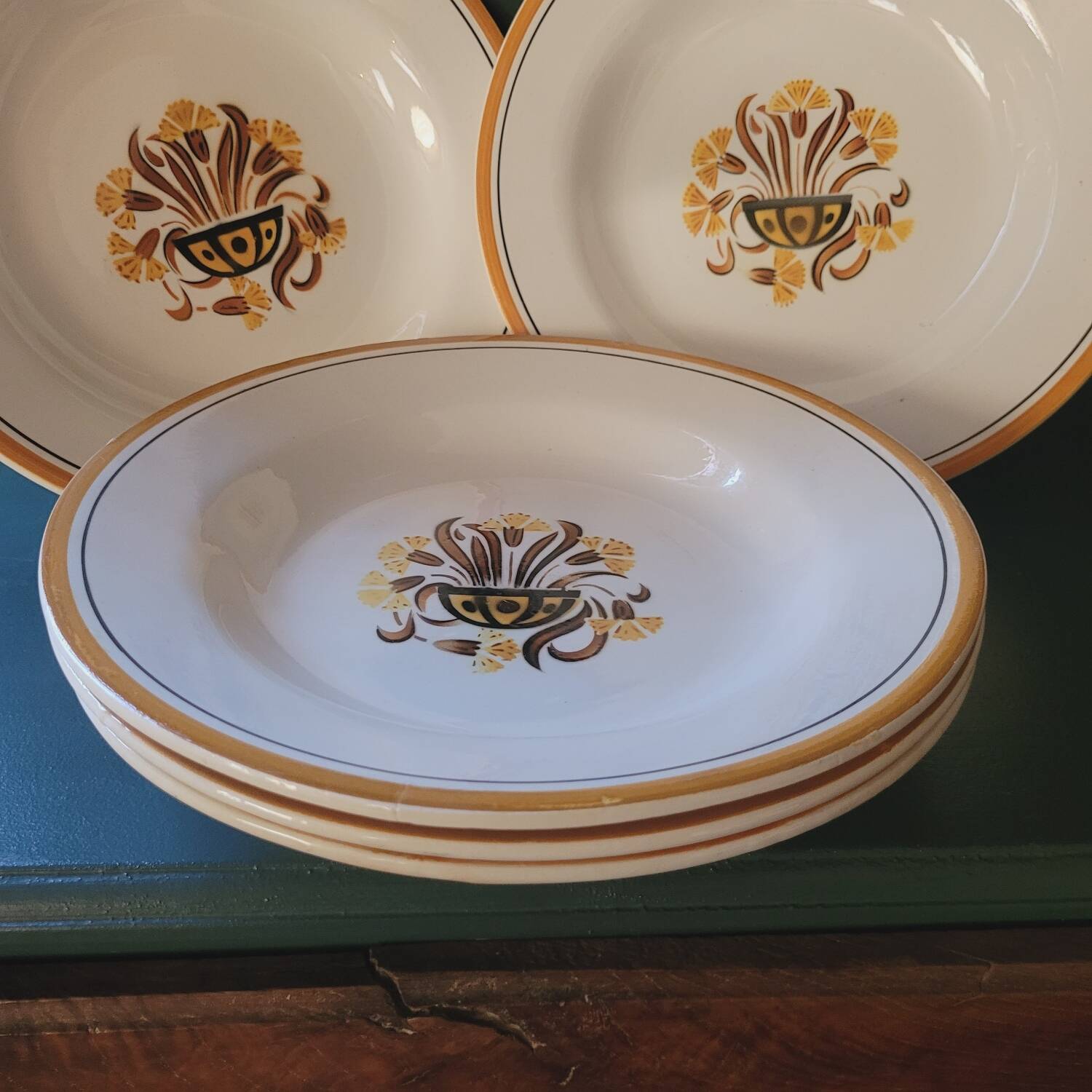 Creil and Montereau Art Deco soup plates
