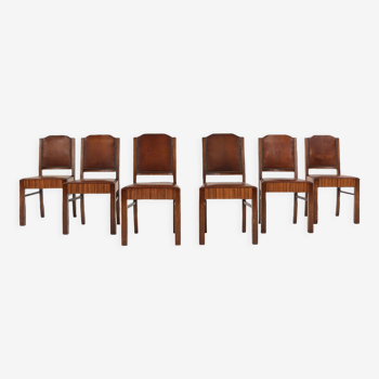 Six Art Deco dining chairs by De Coene Ca.1930