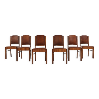 Six Art Deco dining chairs by De Coene Ca.1930