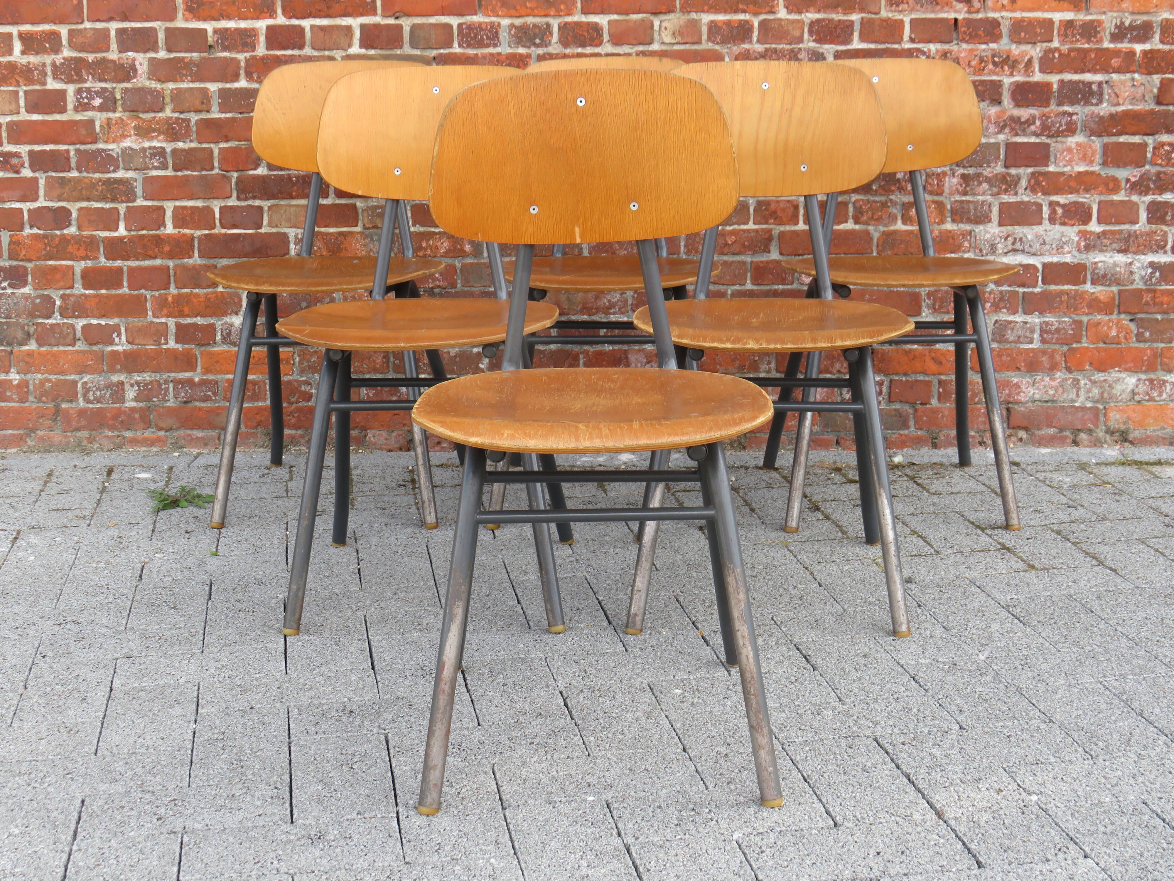 Suite of 6 industrial chairs, Germany 1960
