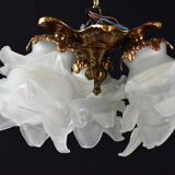 Bronze ceiling lamp 3 lamps glass paste.