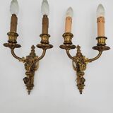 Antique Louis XVI style bronze wall lights