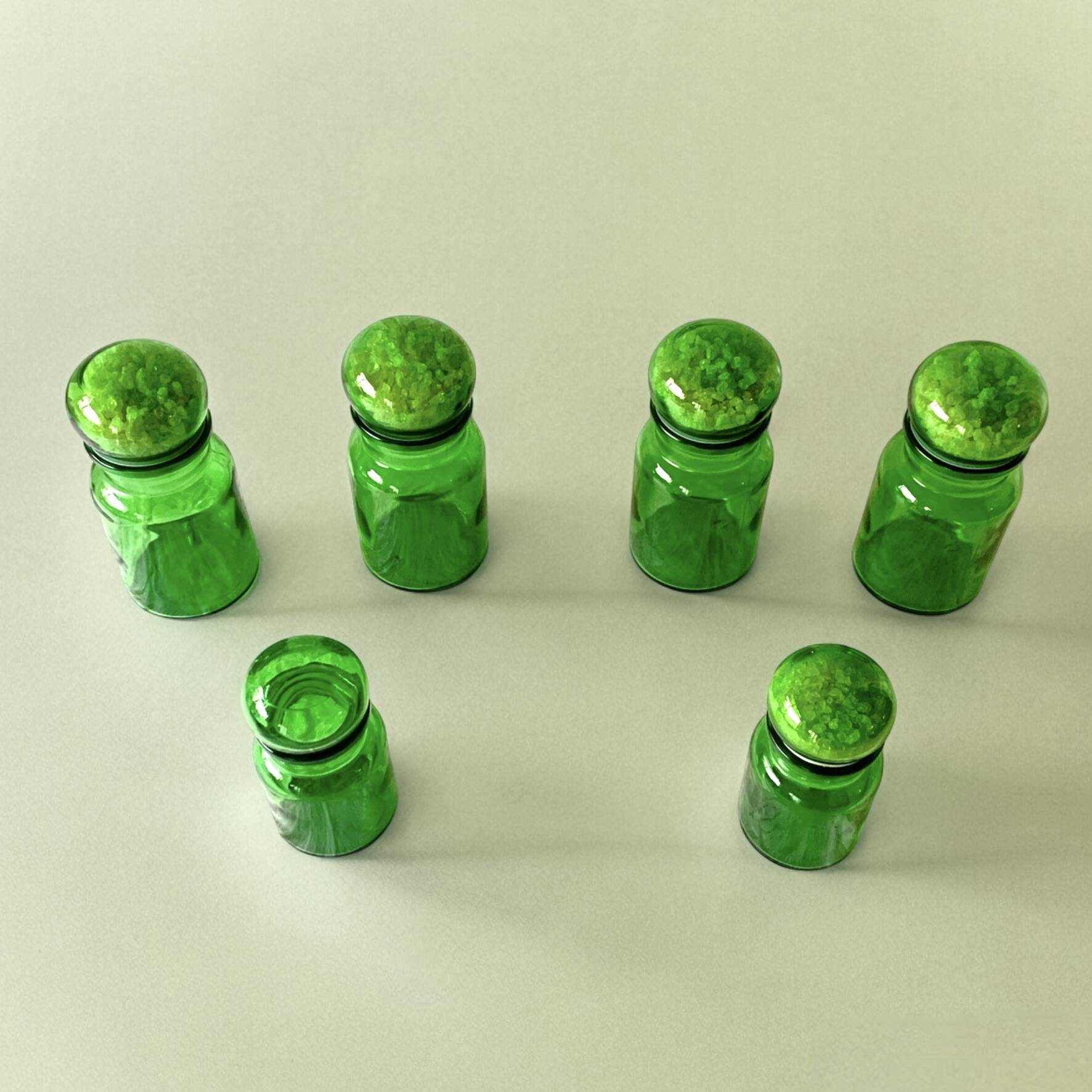 Lot de 6 pots d'apothicaire en verre