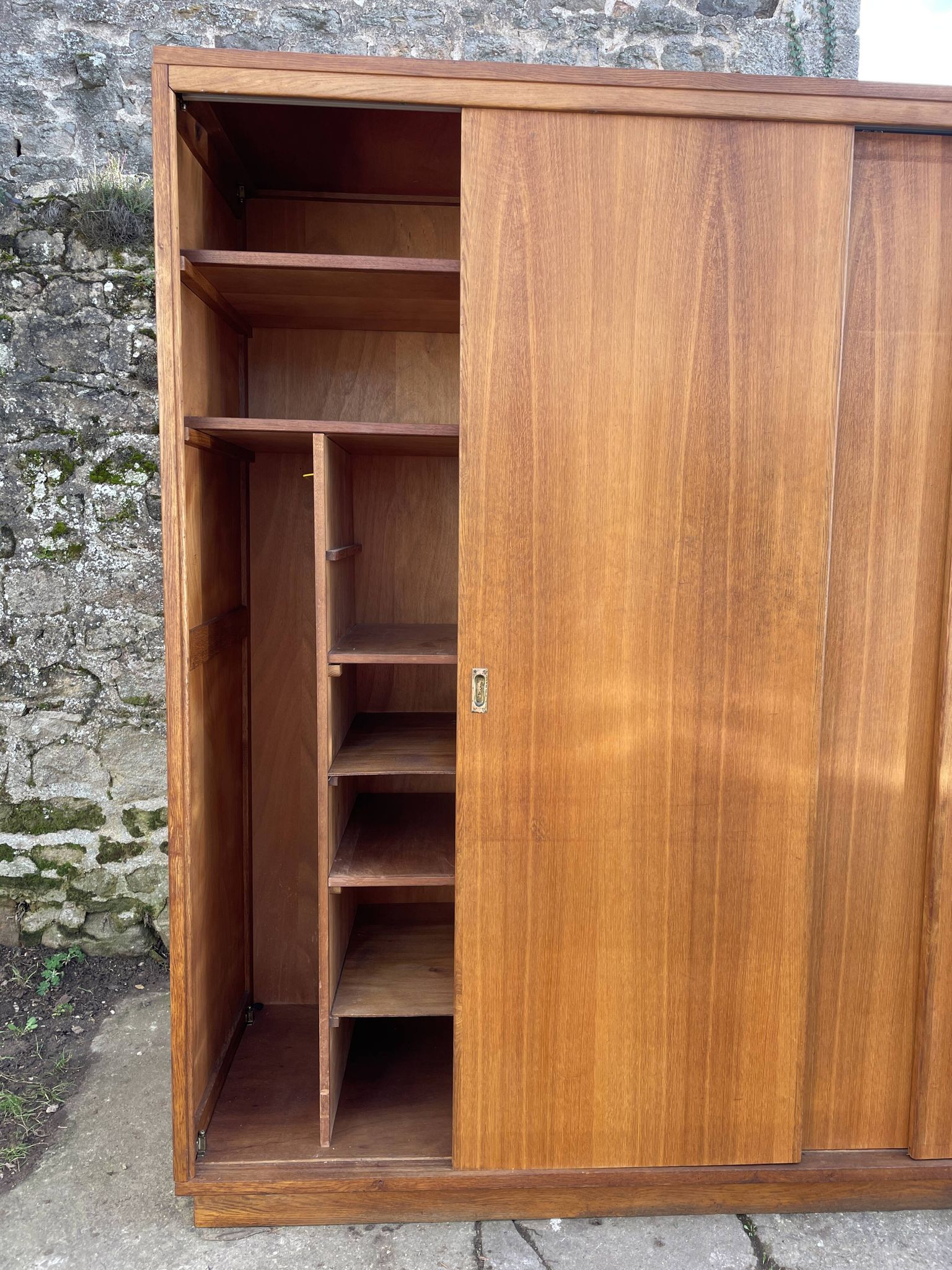 Wardrobe with 3 sliding doors in solid wood 1960