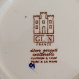 Tasses à café  en faïence de Gien, motif " pivoines ", tasse à thé