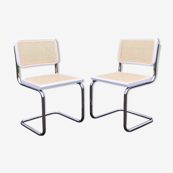 Pair of white Breuer b32 chairs