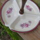 Serviteur 3 compartiments  en porcelaine fleurie