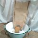 Ancient enamelled sheet metal basin