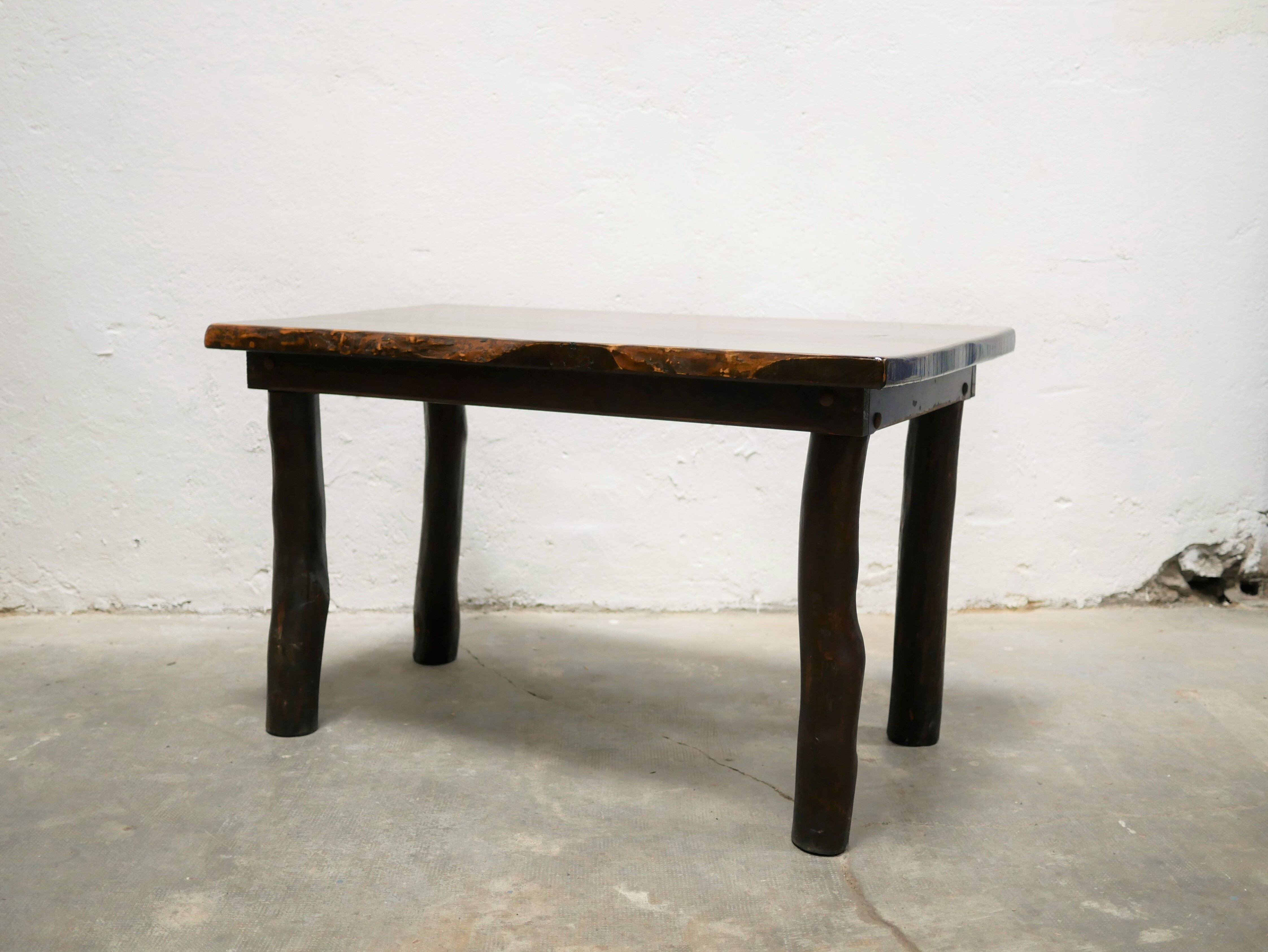 Dining table brutalist chairs in solid wood