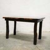 Dining table brutalist chairs in solid wood