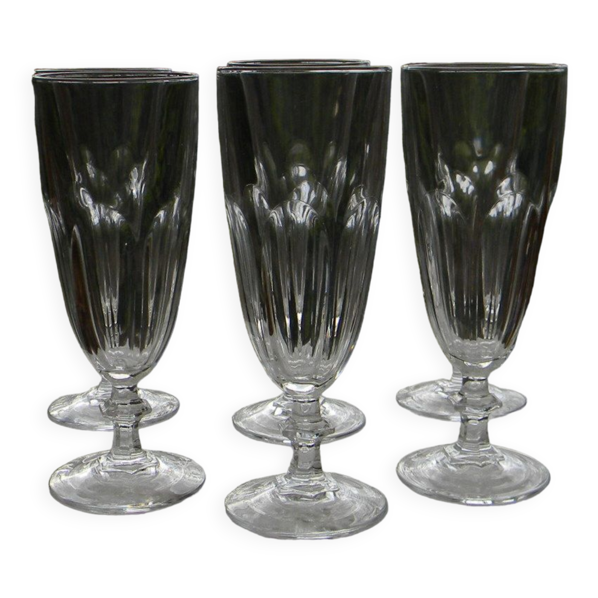 Set of 6 champagne flutes in arques crystal, rambouillet model