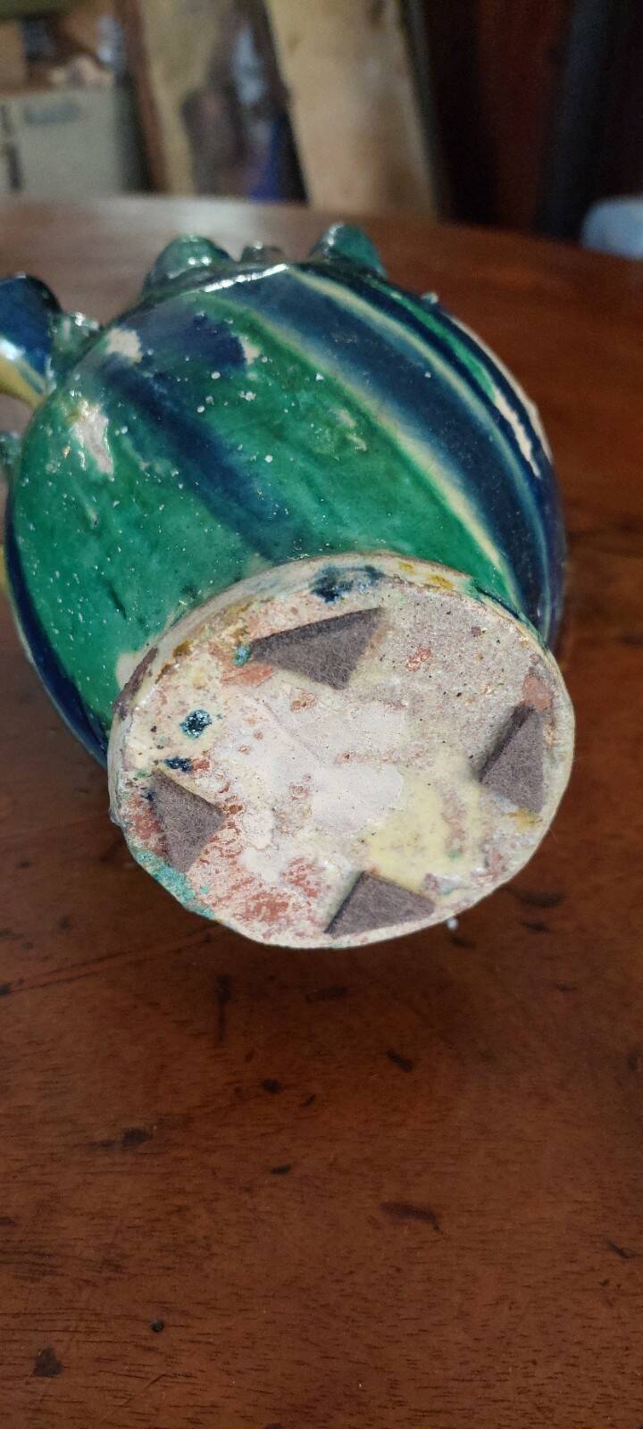 Antique glazed terracotta jug from Seminara Calabria, signed Ditto