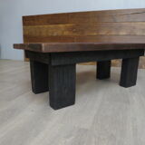 Dark solid wood farmhouse table