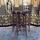 3 curved wooden bar stools
